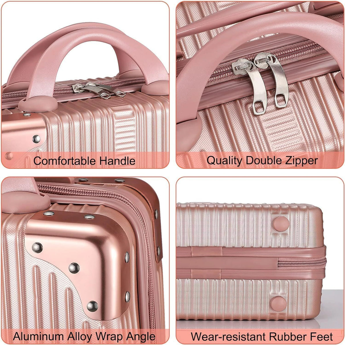 Portable Makeup Travel Case Hand Luggage 12 Inch Pressure-proof ABS Carrying Makeup Case Suitcase with Elastic Band Small Hard Shell Cosmetic Case